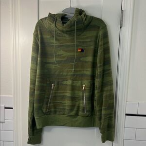 Aviator Nation Green Camouflage Hoodie with Logo